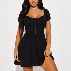 fashion nova // black janie airflow mini dress S